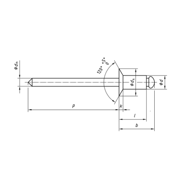 Aluminium/Steel countersunk opend type blind rivets